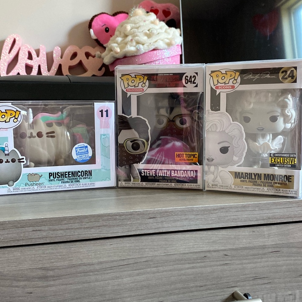 Lot of 3 Funko Pop Figures - Marilyn Monroe, Stranger Things, Pusheen